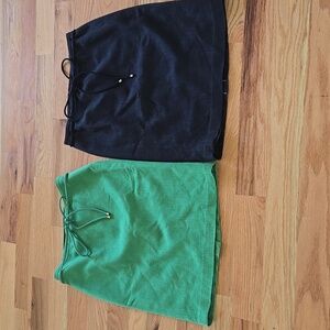 Two Brand New Talbots 1 Green and 1 Black Textured Cotton Skirts Size 6P
